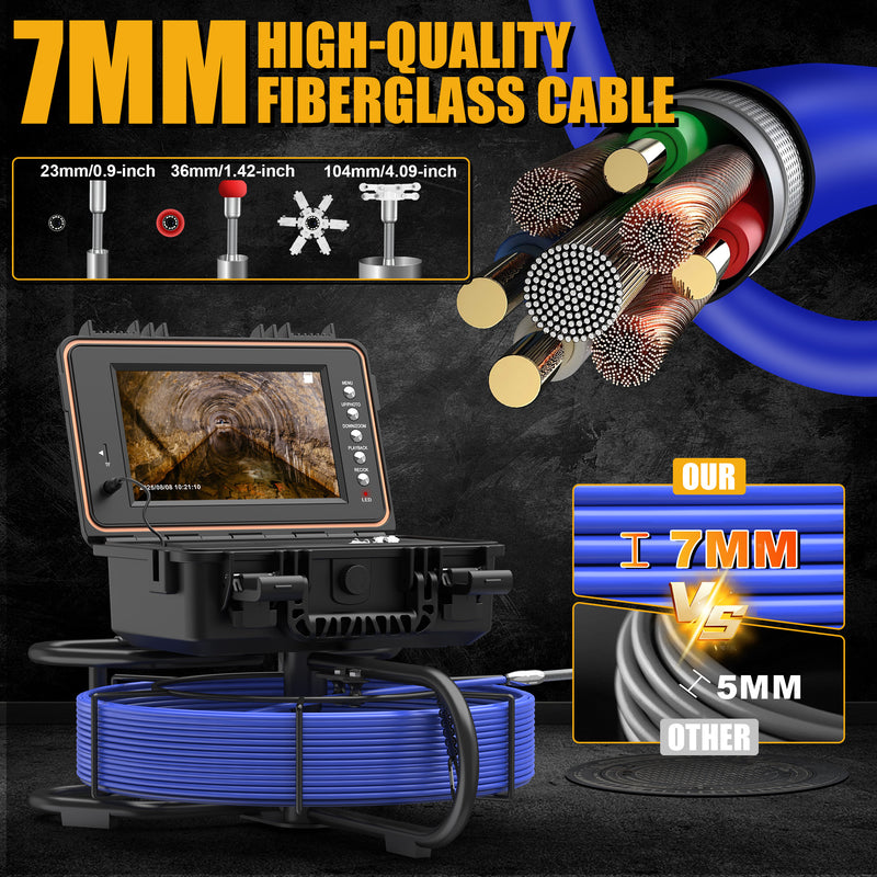 Powerwill L09D2 Sewer Inspection Camera – DVR, Self-Leveling, 9" IPS Monitor