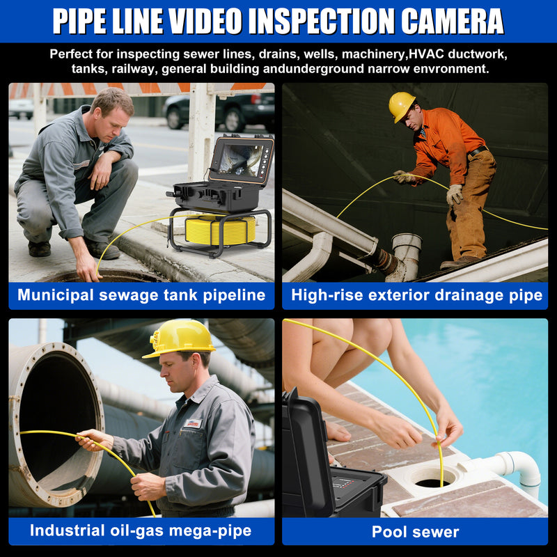 Powerwill L09D1 Sewer Inspection Camera – DVR, Self-Leveling, 9" IPS Monitor