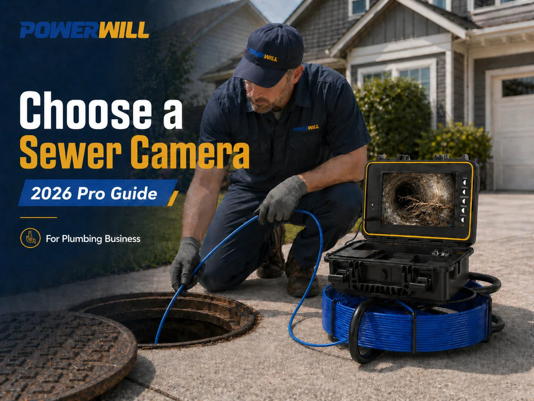Professional plumber using a Powerwill sewer inspection camera on a residential job