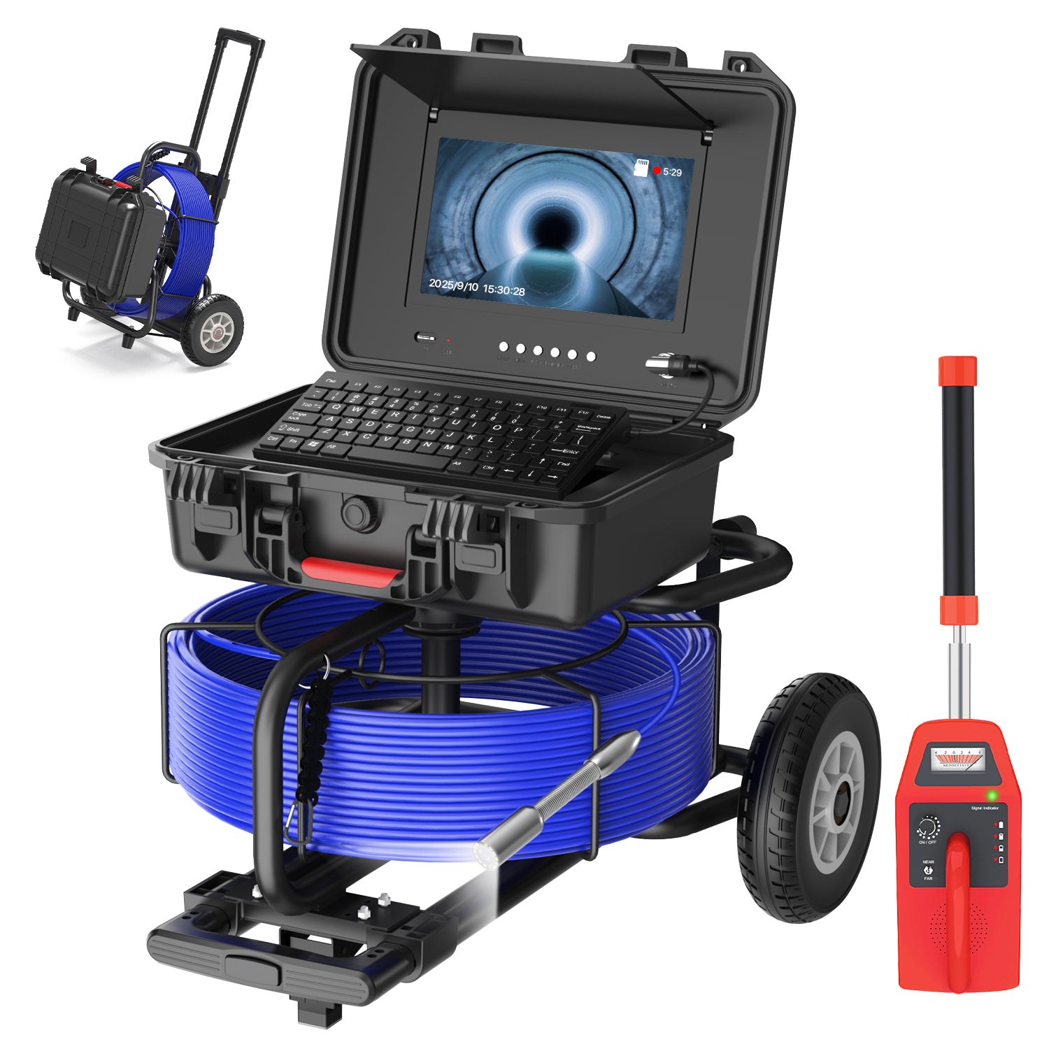 10-inch Sewer Camera with  246ft with 512Hz Locator, DVR, Self Leveling|  10DX1