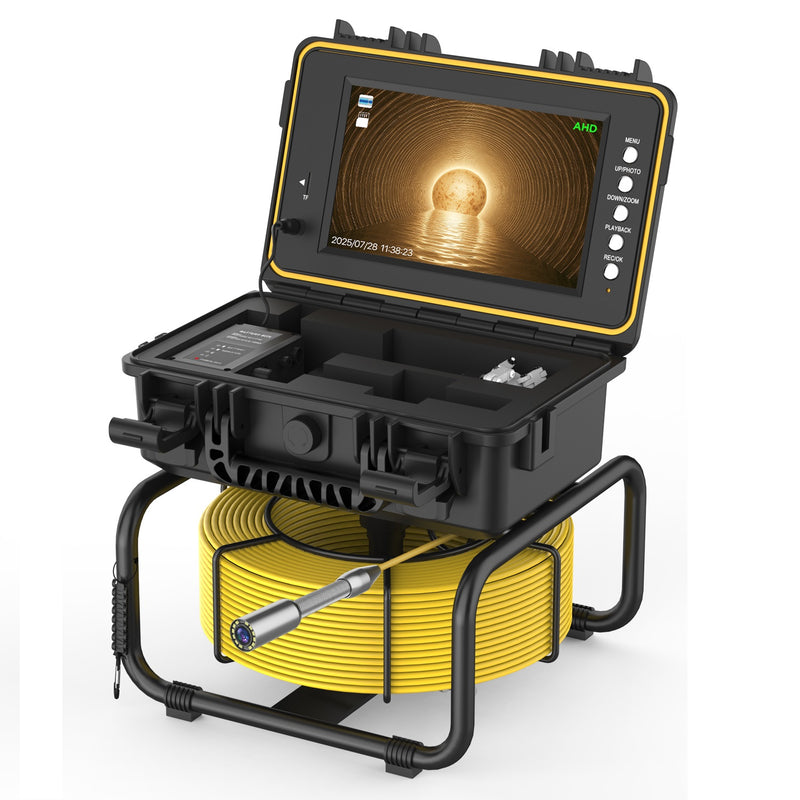 9-inch Large Sewer Camera with  98.4. 4 ft with 5mm Coil, DVR, Self Leveling| L09D1