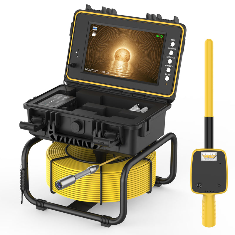 9-inch Large Sewer Camera with  98.4. 4 ft with 5mm Coil, DVR, Self Leveling| L09D1