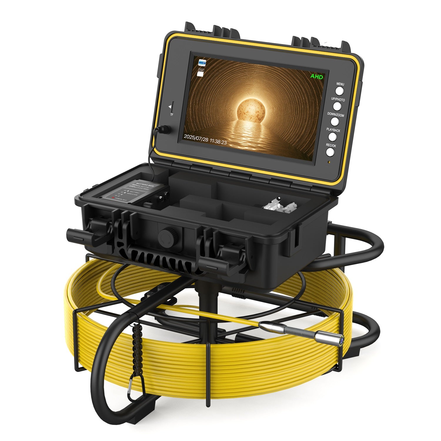 9-inch Large Sewer Camera with  98.4. 4 ft with 5mm Coil, DVR, Self Leveling| L09D2