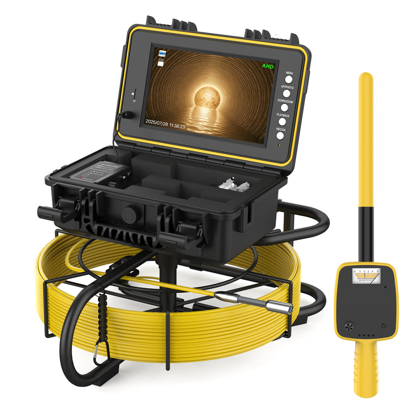 9-inch Large Sewer Camera with  98.4. 4 ft with 5mm Coil, DVR, Self Leveling| L09D2