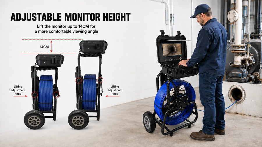 Powerwill PW10DZ adjustable sewer camera workstation for comfortable field inspections