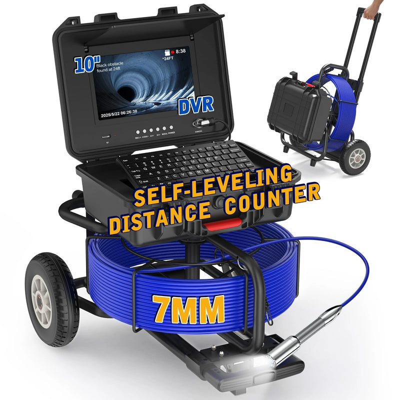 Powerwill 10DX1 Sewer Inspection Camera – 512Hz Locator, Self-Leveling, 246ft Cable