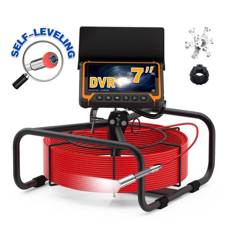 Powerwill 7DVE Sewer Inspection Camera – 512Hz Locator, Self-Leveling, 7" IPS Monitor