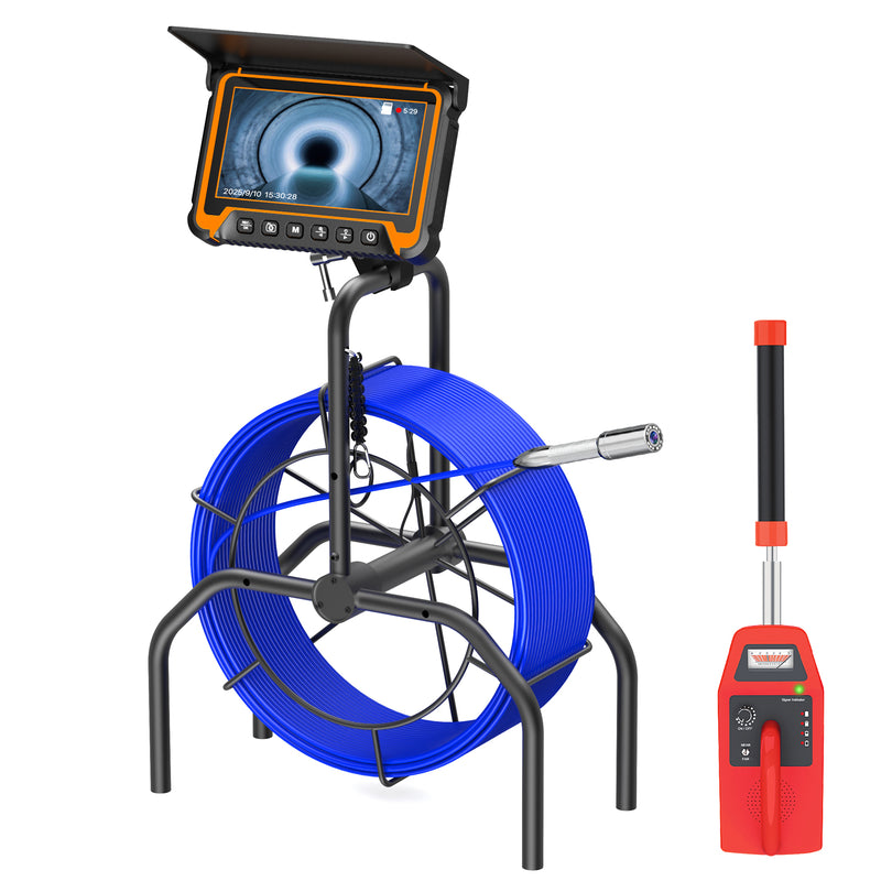 Powerwill 7DA Sewer Inspection Camera – 512Hz Locator, Self-Leveling, 7" IPS Monitor