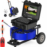 Powerwill PW10DX1 Sewer Inspection Camera - 10-Inch IPS Monitor, Distance Counter,Keyboard, Self-Leveling