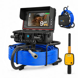 Powerwill PW9D2 Sewer Inspection Camera - 9-Inch IPS Monitor, Self-Leveling