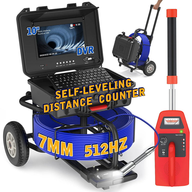 10-inch Sewer Camera with  246ft with 512Hz Locator, DVR, Self Leveling|  10DX1