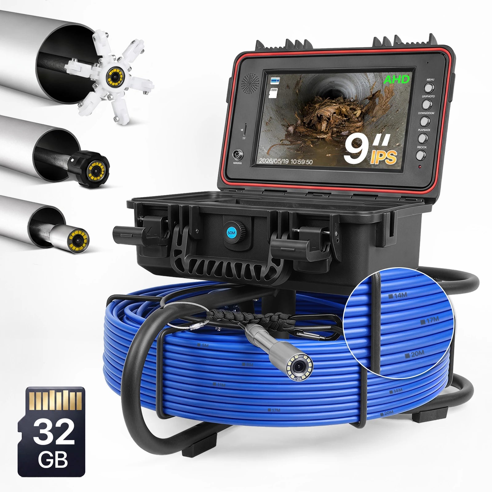 Camera Kit ビデオ監視システム Powerwill PW9D2 Sewer Camera | 9-Inch Self-Leveling