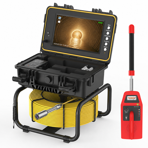 Powerwill L09D1 Sewer Inspection Camera – DVR, Self-Leveling, 9" IPS Monitor