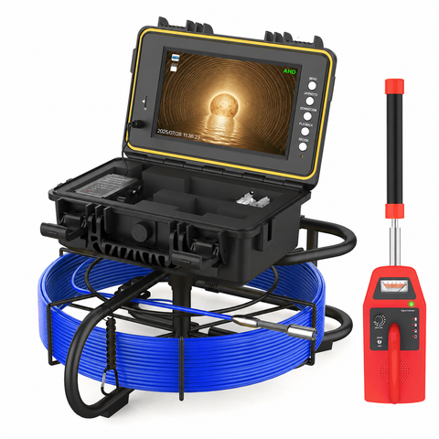 Powerwill L09D2 Sewer Inspection Camera – DVR, Self-Leveling, 9" IPS Monitor