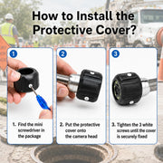 Powerwill Black Sewer Camera Head Protective Cover for 22mm and 23mm Probes, 2PCS image 2