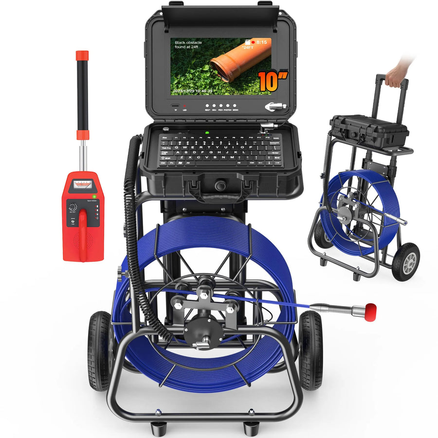 Complete Powerwill PW10DZ sewer camera system with 512Hz locator and mobile cable reel