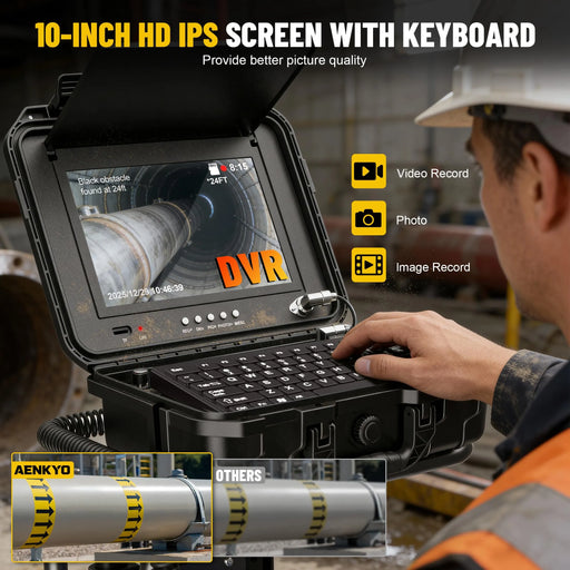 Powerwill PW10DZ 10-inch IPS monitor with keyboard and DVR recording controls