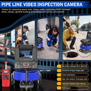 Powerwill 10DX1 Sewer Inspection Camera – 512Hz Locator, Self - Leveling, 246ft Cable - PowerwillPW10DX1-75M-DVR-7C-512TR-ZPH-JS-JP32G-BE-F