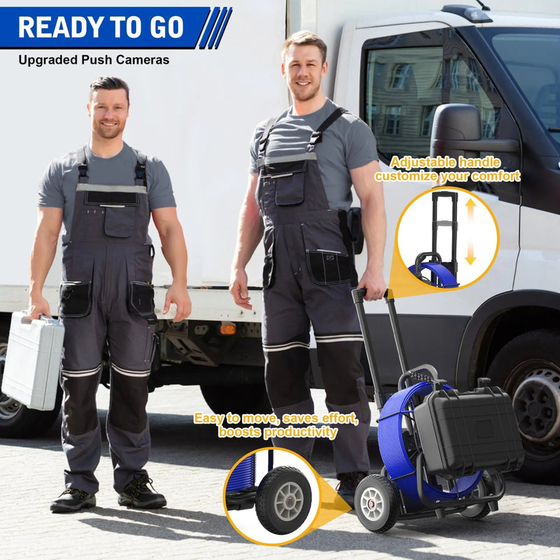 Powerwill 10DX1 Sewer Inspection Camera – 512Hz Locator, Self - Leveling, 246ft Cable - PowerwillPW10DX1-75M-DVR-7C-512TR-ZPH-JS-JP32G-BE-F