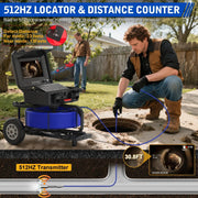 Powerwill 10DX1 Sewer Inspection Camera – 512Hz Locator, Self - Leveling, 246ft Cable - PowerwillPW10DX1-75M-DVR-7C-512TR-ZPH-JS-JP32G-BE-F