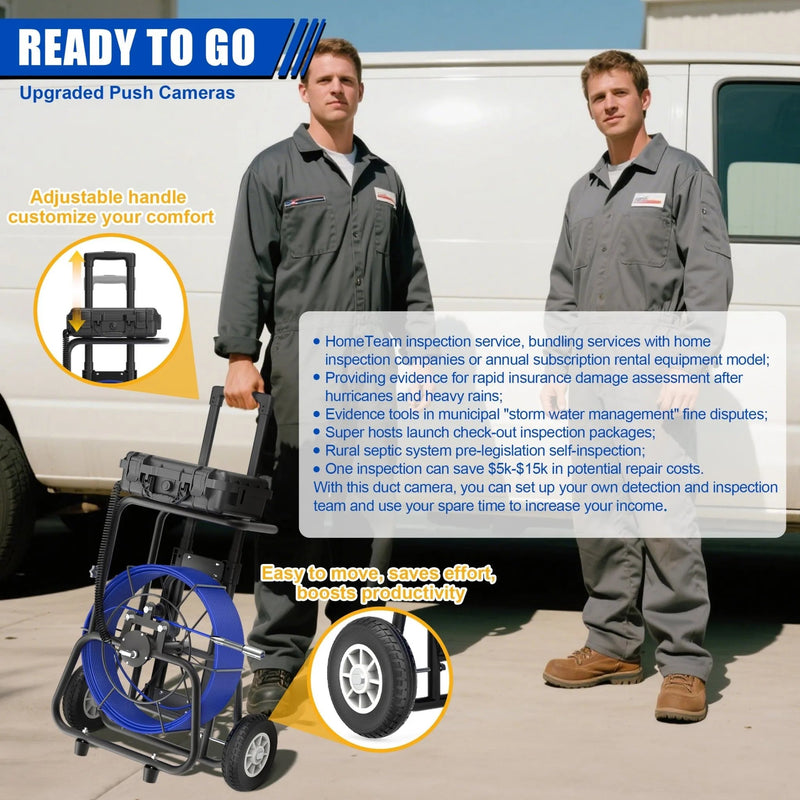 Portable 10DZ sewer inspection camera system with adjustable handle enhances mobility and boosts productivity for field inspection teams.