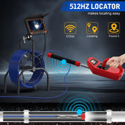 Powerwill 7DA Sewer Inspection Camera – 512Hz Locator, Self - Leveling, 7" IPS Monitor 