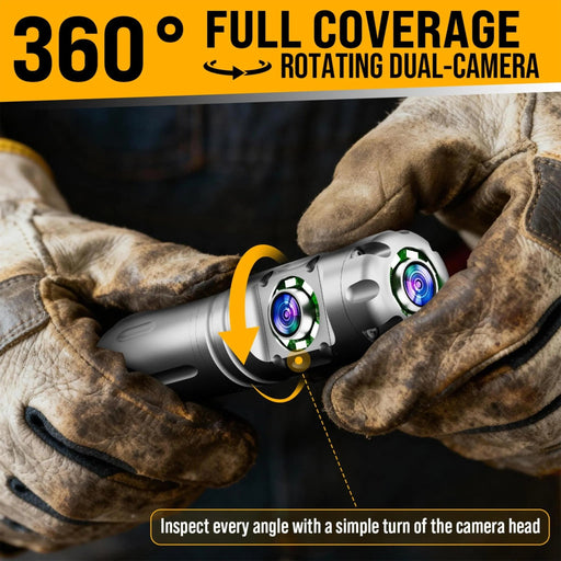 Powerwill 7DH2 Sewer Camera - Rotating Dual - Camera, HD Screen, IP68, 6 LED Lights, 16GB (66FT) - PowerwillPW7DH2-20M-6C-DVR-DC1-JS-16G-Y-F