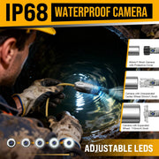 Powerwill 7DH2 Sewer Camera - Rotating Dual - Camera, HD Screen, IP68, 6 LED Lights, 16GB (66FT) - PowerwillPW7DH2-20M-6C-DVR-DC1-JS-16G-Y-F