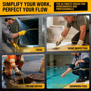 Powerwill 7DH2 Sewer Camera - Rotating Dual - Camera, HD Screen, IP68, 6 LED Lights, 16GB (66FT) - PowerwillPW7DH2-20M-6C-DVR-DC1-JS-16G-Y-F