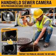 Powerwill 7DH2 Sewer Camera - Rotating Dual - Camera, HD Screen, IP68, 6 LED Lights, 16GB (66FT) - PowerwillPW7DH2-20M-6C-DVR-DC1-JS-16G-Y-F