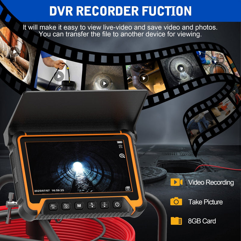 Powerwill 7DVE Sewer Inspection Camera – 512Hz Locator, Self-Leveling, 7" IPS Monitor - Powerwill5