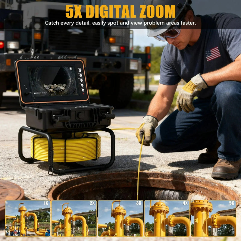 Powerwill L09D1 Sewer Inspection Camera – DVR, Self - Leveling, 9" IPS Monitor - PowerwillPWL09D1-20M-DVR-5C-ZK-32G-Y