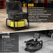 Powerwill L09D1 Sewer Inspection Camera – DVR, Self - Leveling, 9" IPS Monitor - PowerwillPWL09D1-20M-DVR-5C-ZK-32G-Y