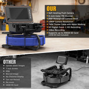 Powerwill L09D2 Sewer Inspection Camera – DVR, Self - Leveling, 9" IPS Monitor - PowerwillPWL09D2-20M-DVR-7C-512T-ZK-32G-BL