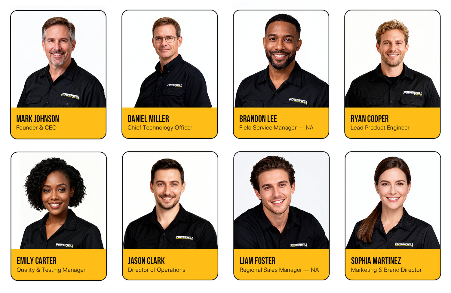 Powerwill leadership and management team portraits on About page