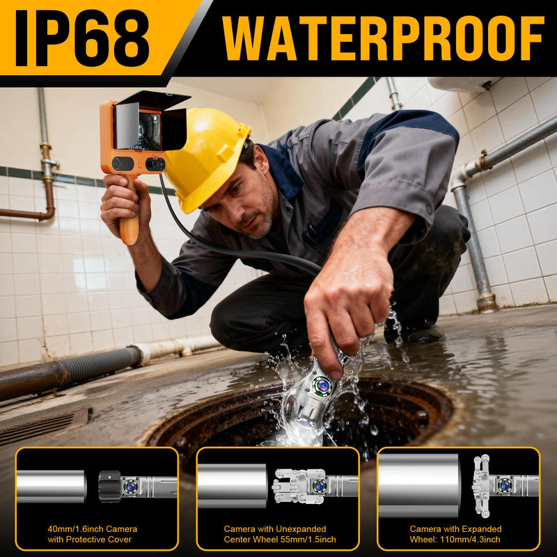 Powerwill M0702 Borescope Camera with Light 360° Rotating Dual-Cameras, IP68, 6MM Cable 16Ft - Powerwill2