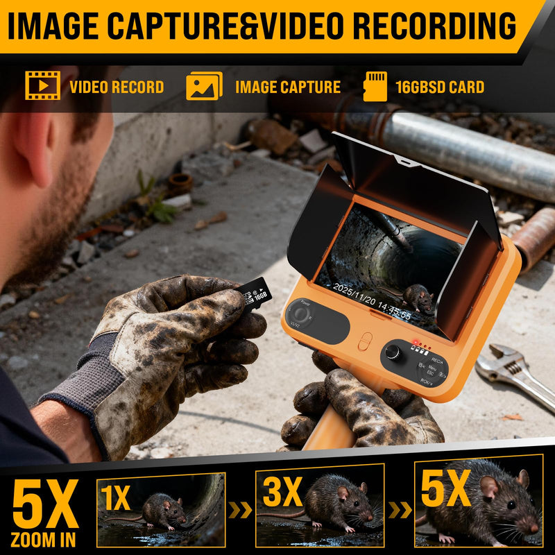 Powerwill M0702 Borescope Camera with Light 360° Rotating Dual-Cameras, IP68, 6MM Cable 16Ft - Powerwill6