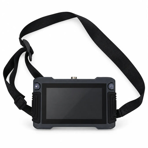 Powerwill PW002 water leak detector display unit with shoulder strap on a white background