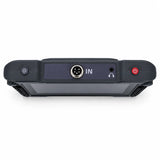 Powerwill PW002 water leak detector top panel showing sensor input, headphone socket and power button