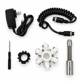 Powerwill PW7D7 sewer camera accessories with charger, coiled cable, camera probe, guides and screwdriver
