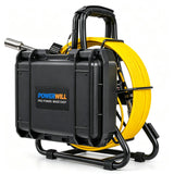 Powerwill PW9D6 sewer inspection camera rear angle with closed monitor case and carrying handle