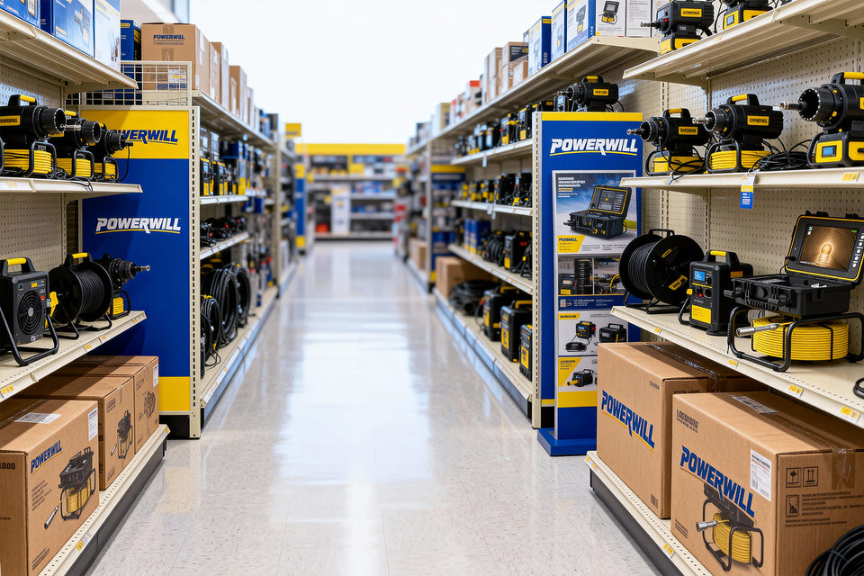 Powerwill warehouse facility showcasing inspection camera inventory and logistics operations
