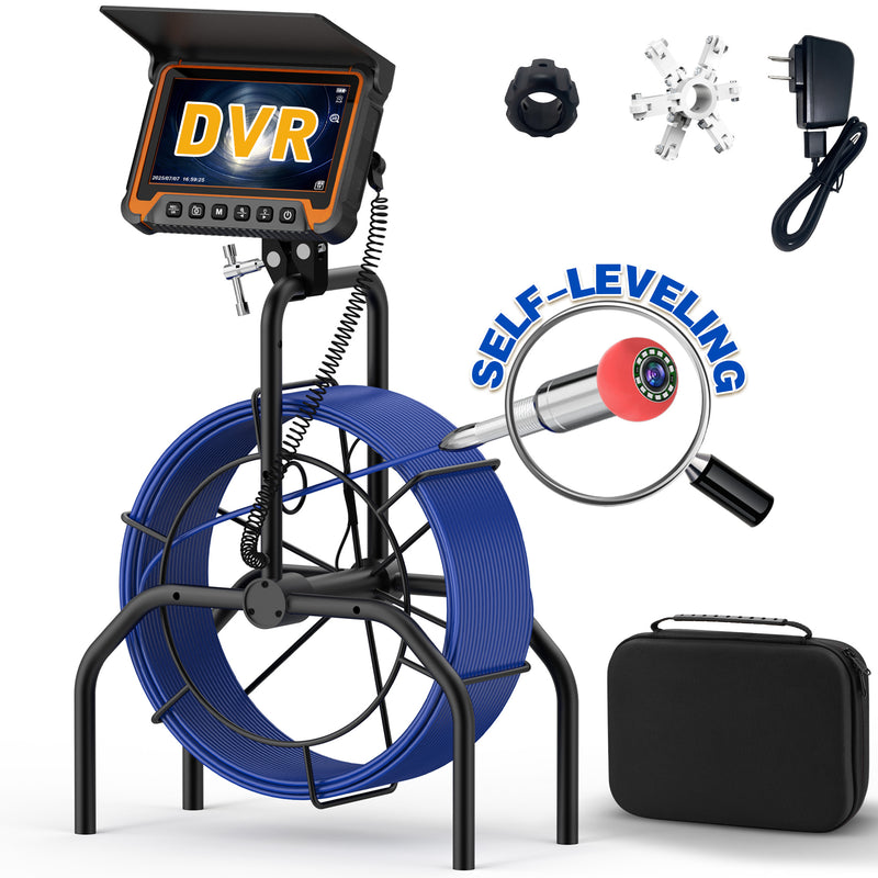7-inch Sewer Camera with  98.4ft with 512Hz Locator, DVR, Self Leveling|  7DA